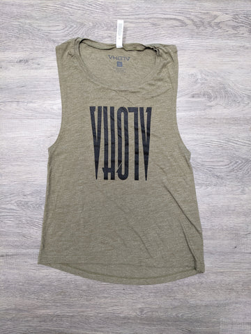 Ladies "Tall" Muscle Tee (Military Green)