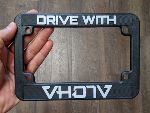 Motorcycle Drive with Aloha (VH07V) License Plate Frame