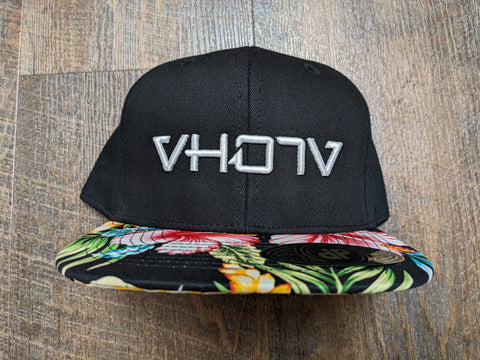 Snapback: Black/Floral 3D Puff logo - VH07V