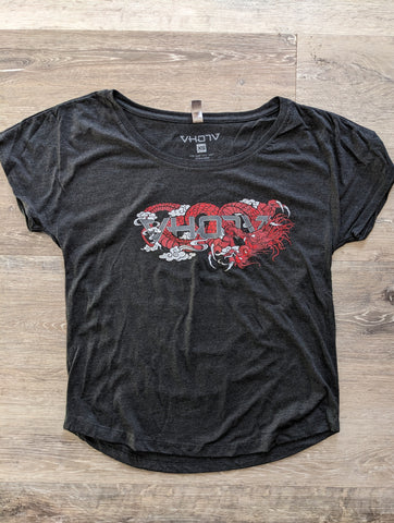 Ladies "Dragon" Dolman T-Shirt (Black)