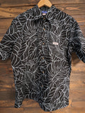 Black "Triple Leaf" Button Down Aloha Shirt