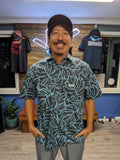 Charcoal "Monstera" Button Down Aloha Shirt