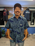 Navy "Tribal" Button Down Aloha Shirt
