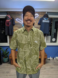 Rayon "Leaves" Pullover Aloha Shirt (Sage)