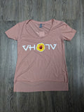 Ladies "Yellow Hibiscus" Festival Scoop Neck T-Shirt (Desert Pink)