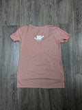 Ladies "Yellow Hibiscus" Festival Scoop Neck T-Shirt (Desert Pink)