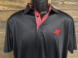 Adult Moisture Wicking Custom "Palaka" Polo (Black/Red Palaka)