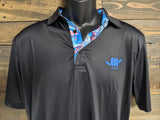 Adult Moisture Wicking Custom "Sakura" Polo (Black/Blue Sakura)