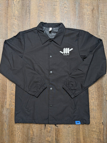 Water Resistant Windbreaker Coaches Jacket (Black/Black)