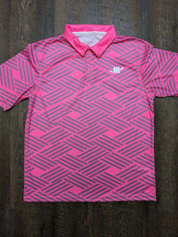 Adult Moisture Wicking Custom Diamond Polo (Hot Pink)