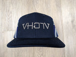 Snapback: Navy/Charcoal/White Hawaiian Flag Mesh Trucker with 3D Puff Charcoal Logo