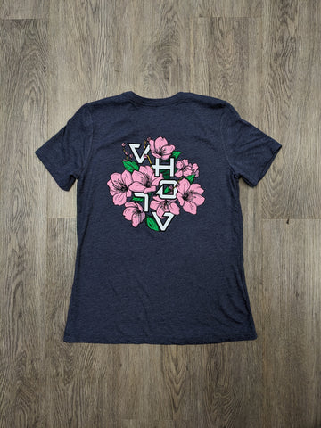 Ladies "Bloom" Relaxed Heather Tee (Navy)