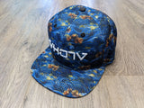 Snapback: Custom Navy/Gold Japanese Pattern 3D Puff logo - VH07V