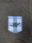 Fine Crew "Faux Pocket" Tee (Charcoal Heather/Blue Palaka)