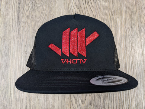 Snapback: Shaka (Black Trucker/Red Sparkle thread)