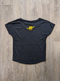 Ladies "Plumeria" Tri-Blend Dolman Jersey (Black)