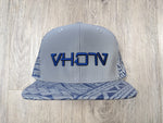 Snapback: Navy Blue Reflective Tribal with Blue 3D Puff logo