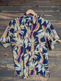 Navy "Lei" Button Down Aloha Shirt