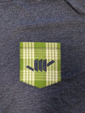 Fine Crew "Faux Pocket" Tee (Navy Heather/Green Palaka)