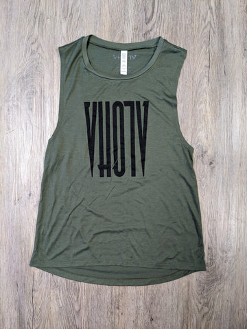 Ladies "Tall" Muscle Tee (Military Green)