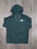 Lightweight Green/White Zip-Up Hoodie