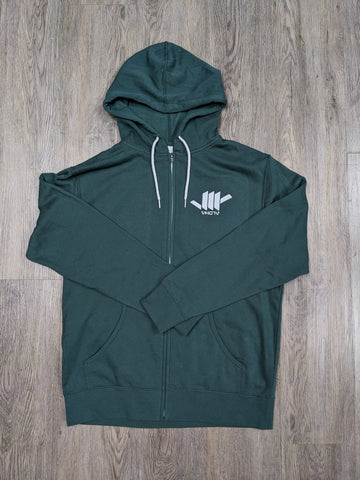 Lightweight Green/White Zip-Up Hoodie