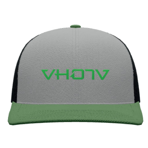 Snapback: Heather Gray/Charcoal/Kelly Green Trucker with large Green logo