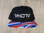 Snapback: XL Black/Hawaiian Flag Bill 3D Puff logo