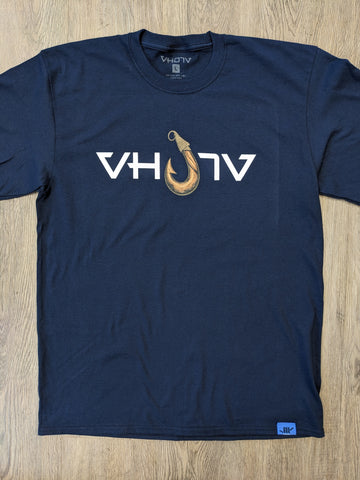 Adult "Makau" (Fish Hook) Tee (Navy) - VH07V