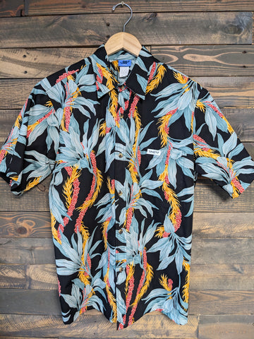 Black "Lei" Button Down Aloha Shirt