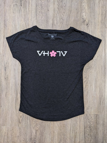 Ladies "Sakura" Tri-Blend Dolman Jersey (Black)