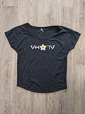 Ladies "Plumeria" Tri-Blend Dolman Jersey (Black)