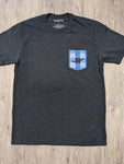 Fine Crew "Faux Pocket" Tee (Charcoal Heather/Blue Palaka)