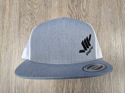 Snapback: Diagonal Mini Shaka (Heather Gray/White Trucker/Black thread)