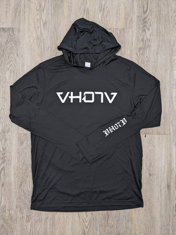 Adult Moisture Wicking Long Sleeve Hoodie (Black/White) - VH07V