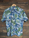 Blue/Green "Monstera Palm" Button Down Aloha Shirt