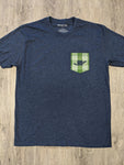 Fine Crew "Faux Pocket" Tee (Navy Heather/Green Palaka)