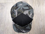 Snapback: 2-Tone Black/Gray Camo with White 3D Puff logo - XL