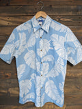 Baby Blue "Banana Leaves" Button Down Aloha Shirt