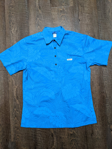 All Turquoise Floral Aloha Shirt - VH07V