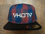 Snapback: Blue/Pink Plaid Meshover with White 3D Puff logo