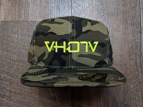 Snapback: Camo with Neon Yellow 3D Puff logo - VH07V