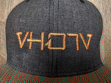 Snapback: Coral Black Denim 3D Puff logo - VH07V